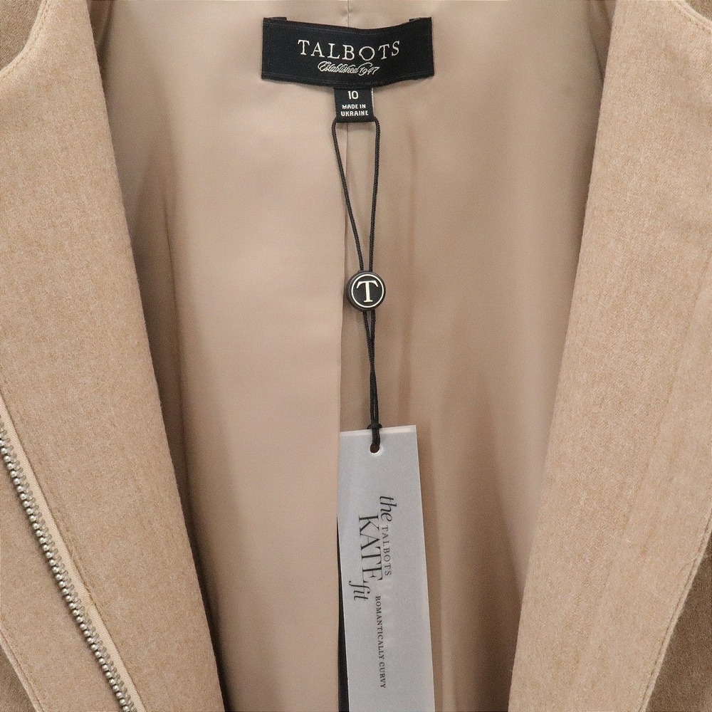 NWT Talbots Kate Fit Wool Blend Collarless Blazer Camel Tan Size 10 - Picture 5 of 8